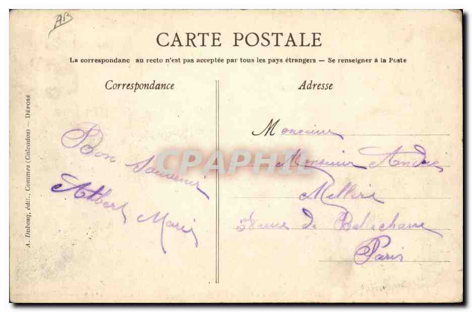 Chasse à Courtre à la forêt de Cerisy — Avant la chasse — La Biche — A.D. 39 — Scènes de la Vie Normande — Verso