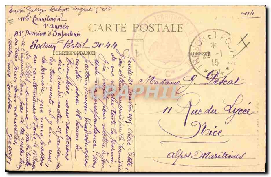 CPA Militaria Castelnau Joffre  — Verso