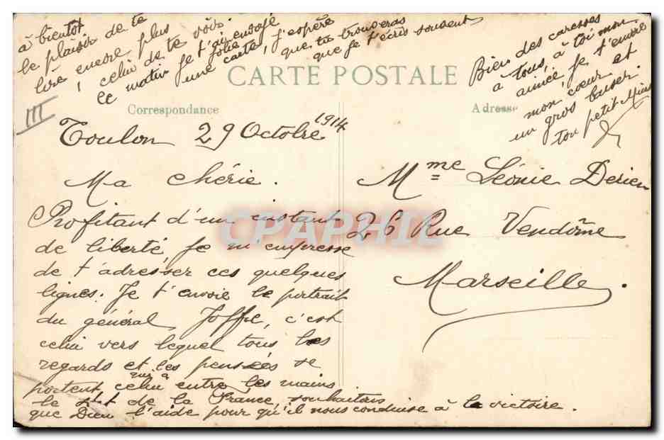 CPA Militaria General Joffre  — Rückseite