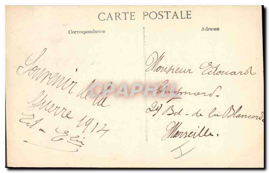 CPA Militaria Joffre Poincare President de la Republique sur le front des troupes observant la bataille  — Verso