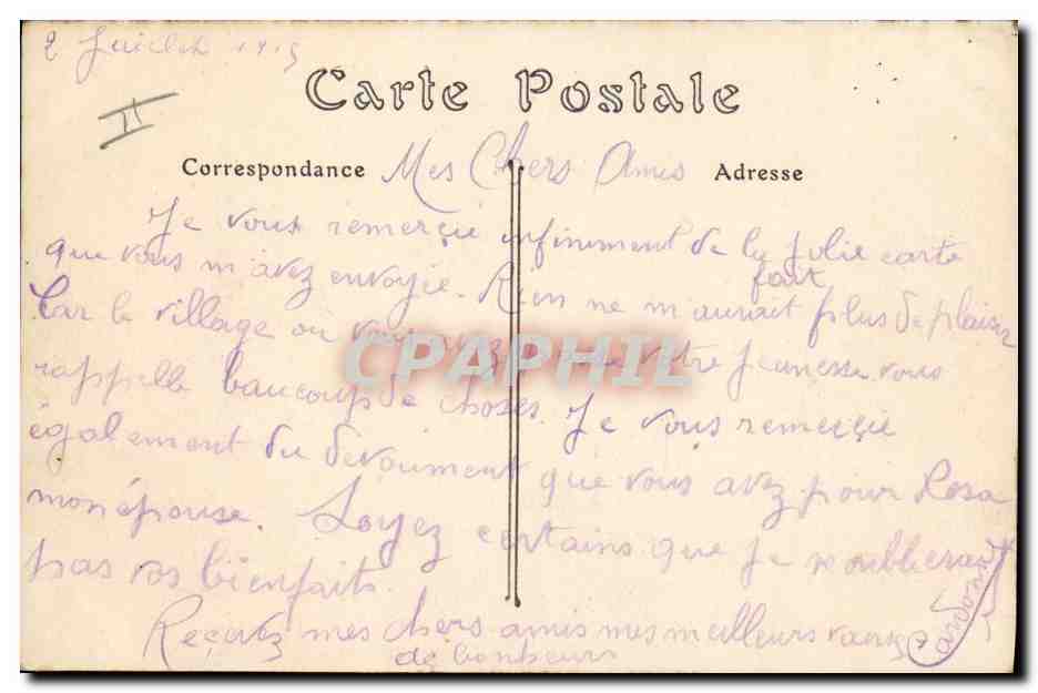 CPA Militaria Le General Joffre Generalissime des Armees Francaises  — Verso