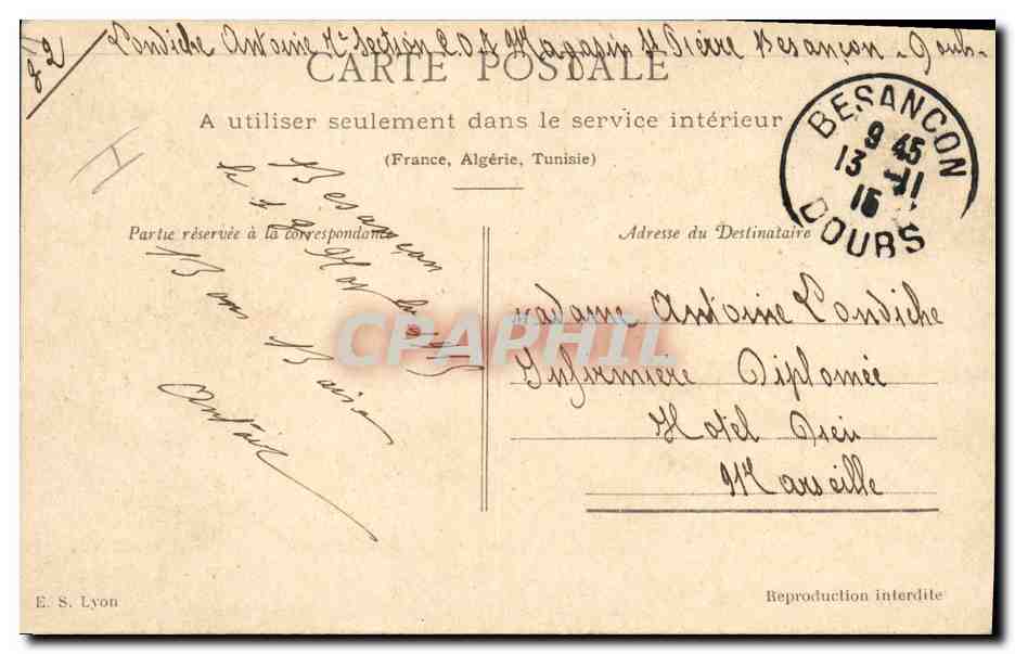 CPA Militaria Joffre Alsace  — Verso