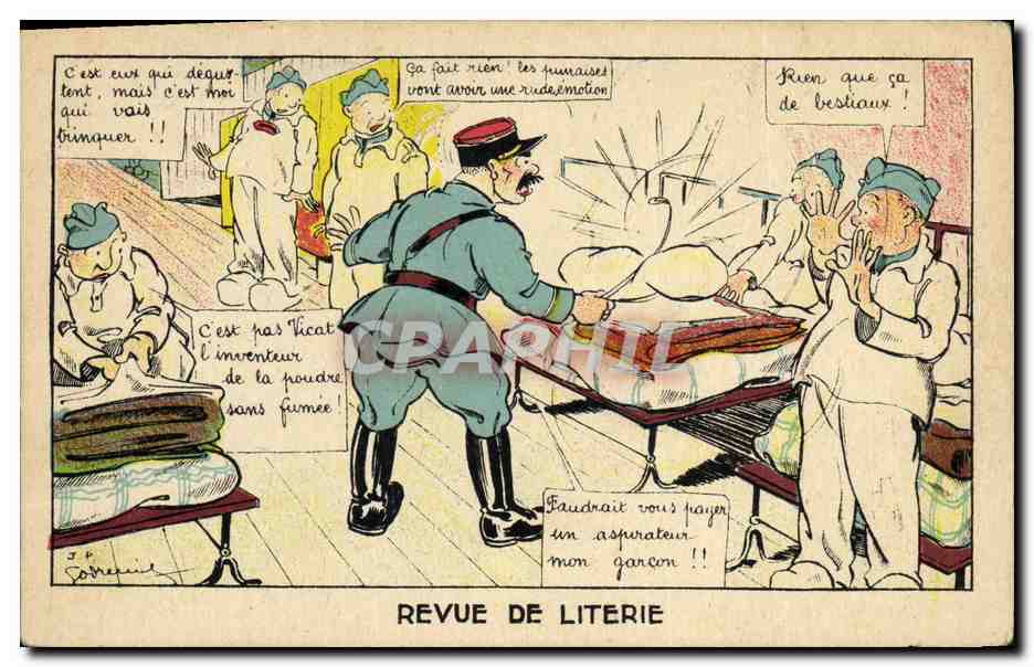 CPA Militaria Revue de literie 