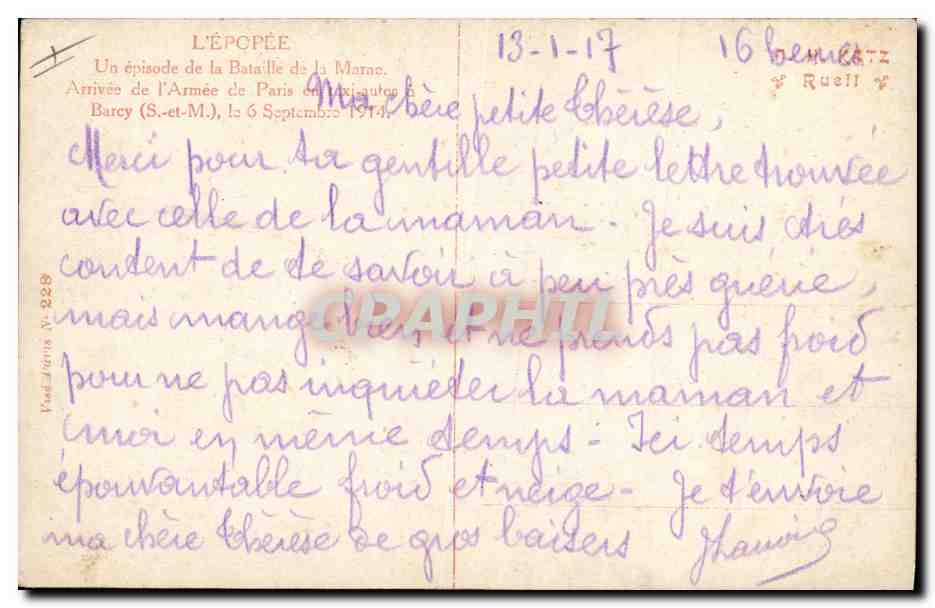 CPA Militaria Un episode de la bataille de la Marne  — Rückseite