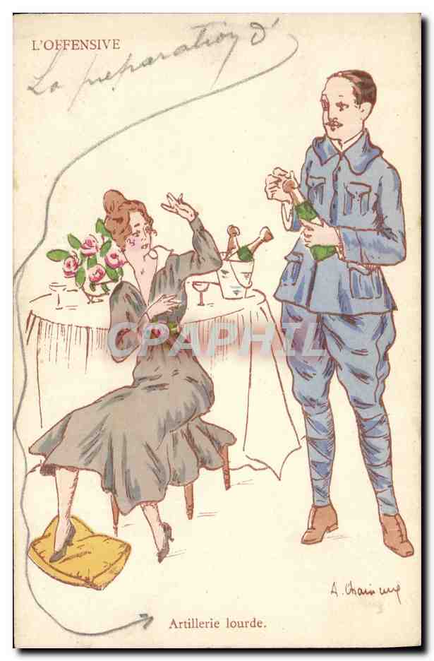 CPA Militaria Femme Artillerie lourde L'offensive 