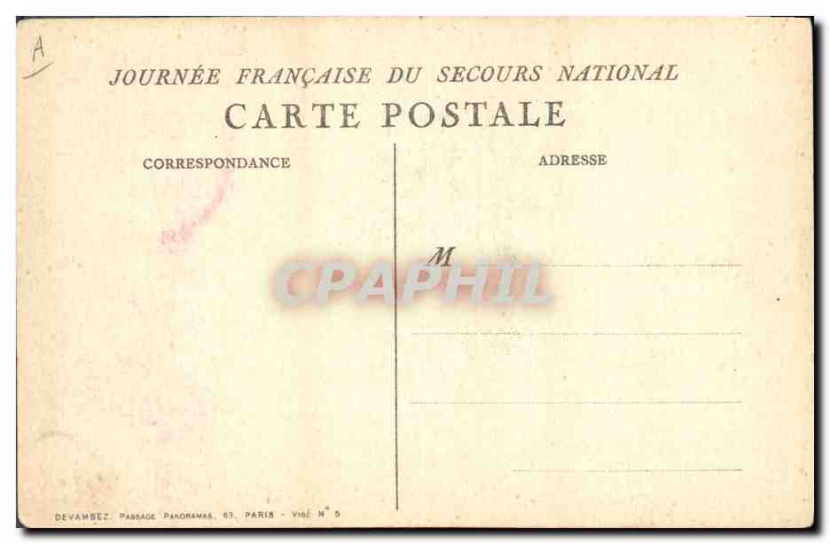 CPA Militaria Secours National  — Back