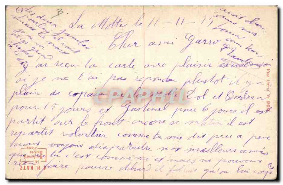 CPA Militaria Soldat  — Back