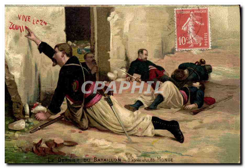CPA Militaria Zouaves Le dernier du bataillon Jules Monge 