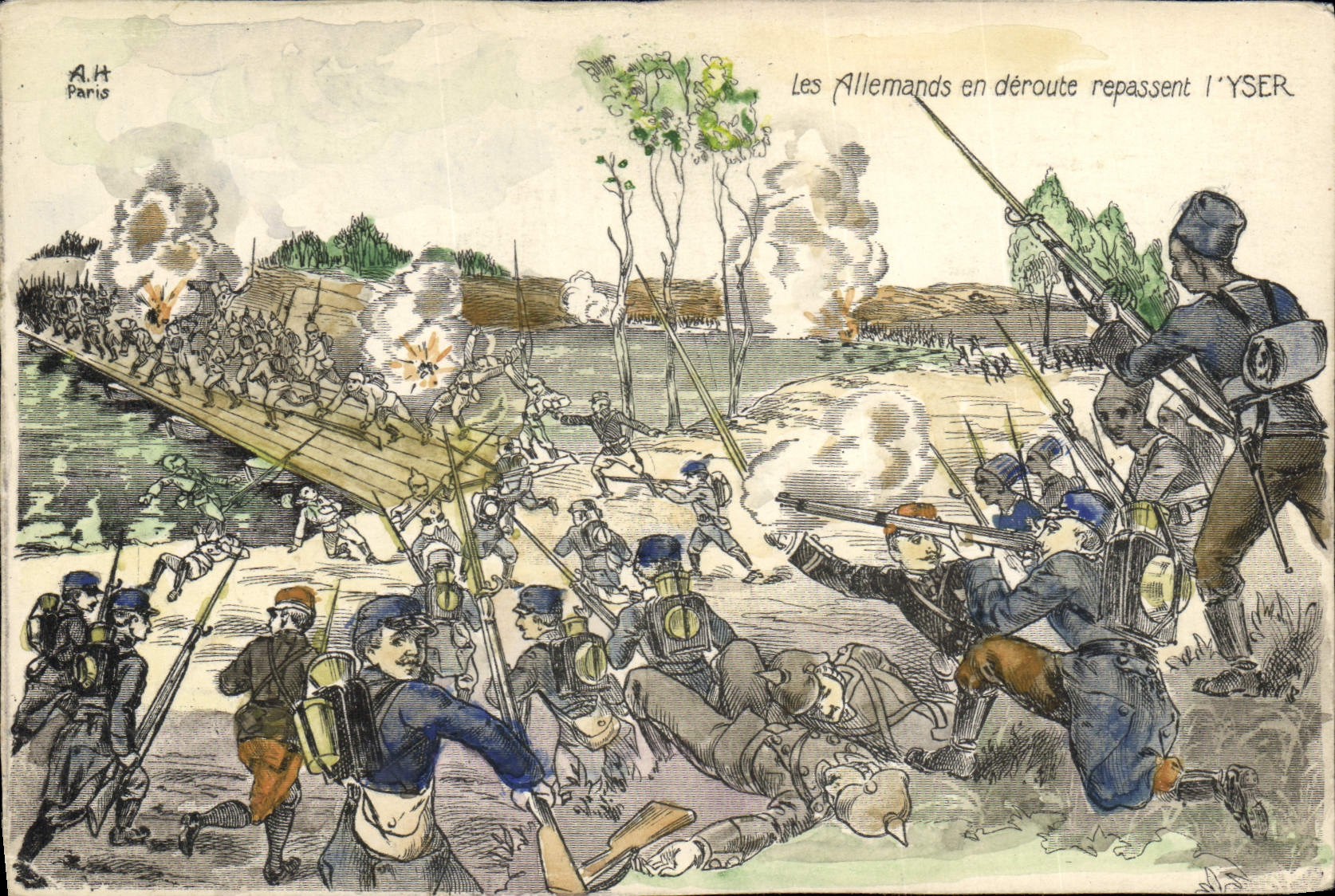 CPA Militaria Les Allemands en deroute repassent l'Yser 