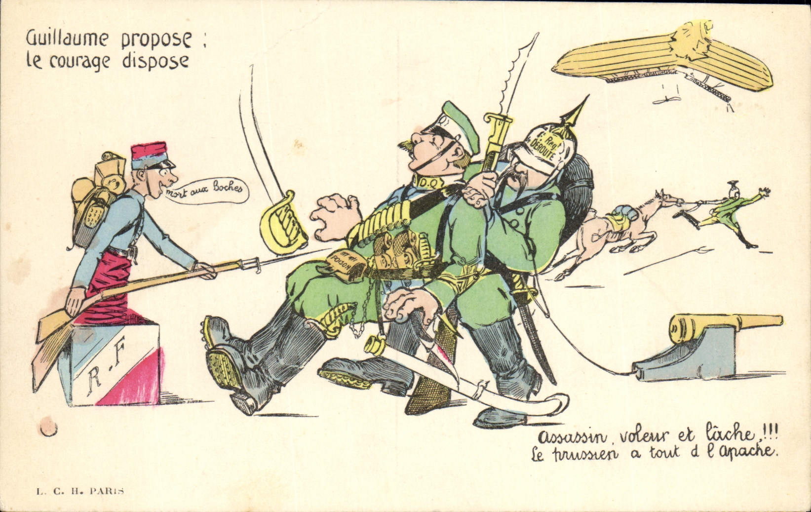 CPA Militaria Guillaume propose Le courage dispose Zeppelin Dirigeable 