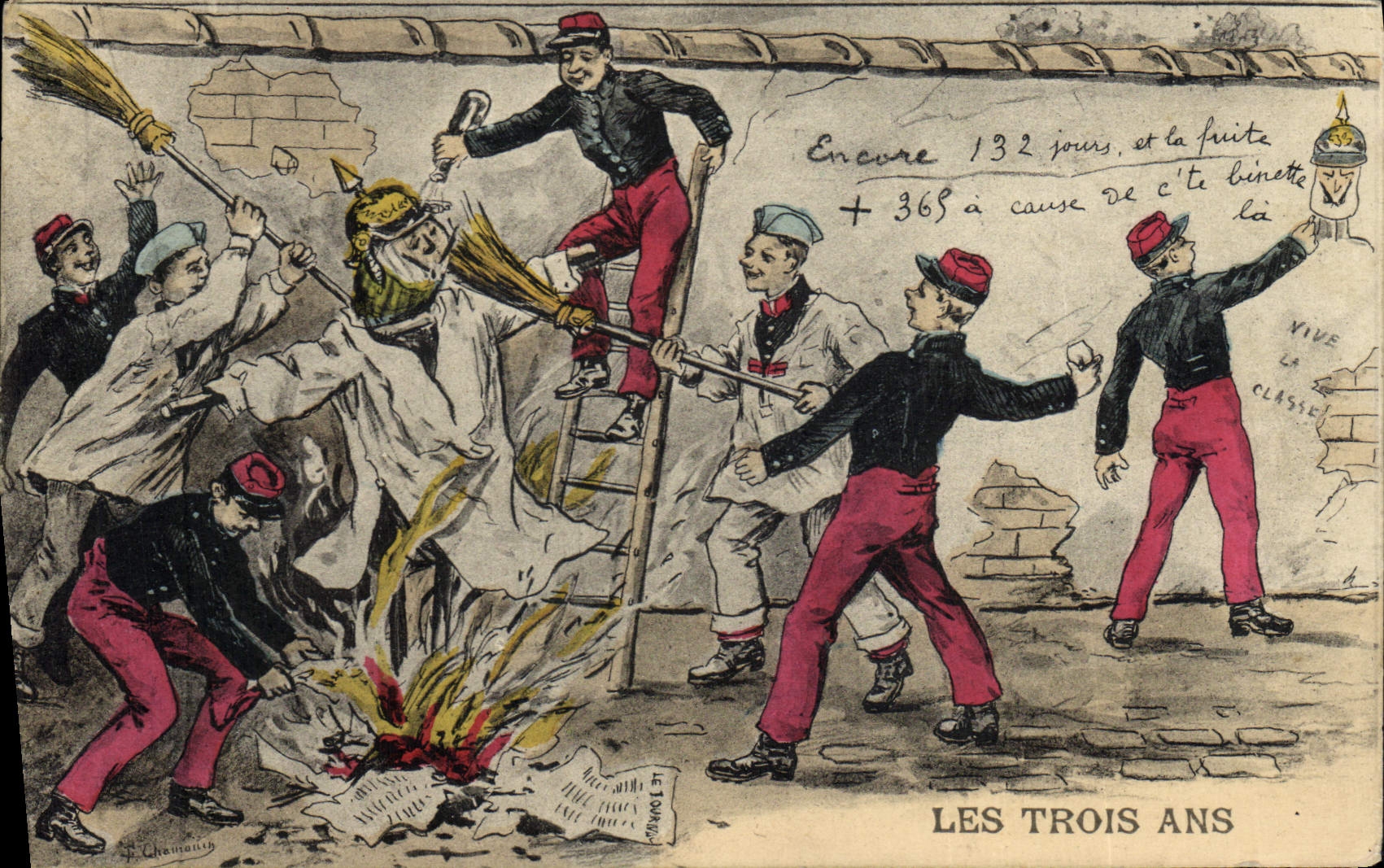 CPA Militaria Les trois ans 