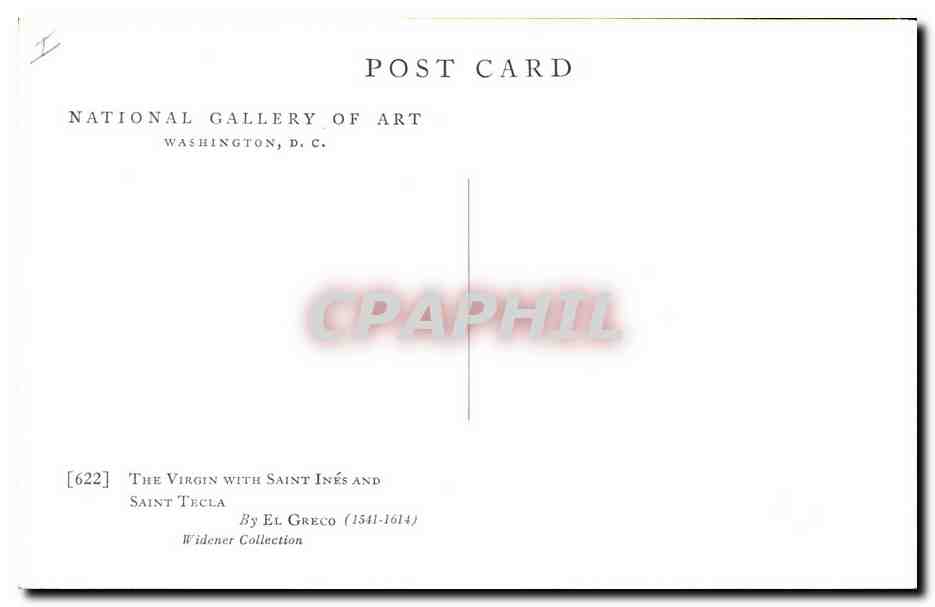 CPA National Gallery Washington Saint Ines Saint Tecla  — Verso