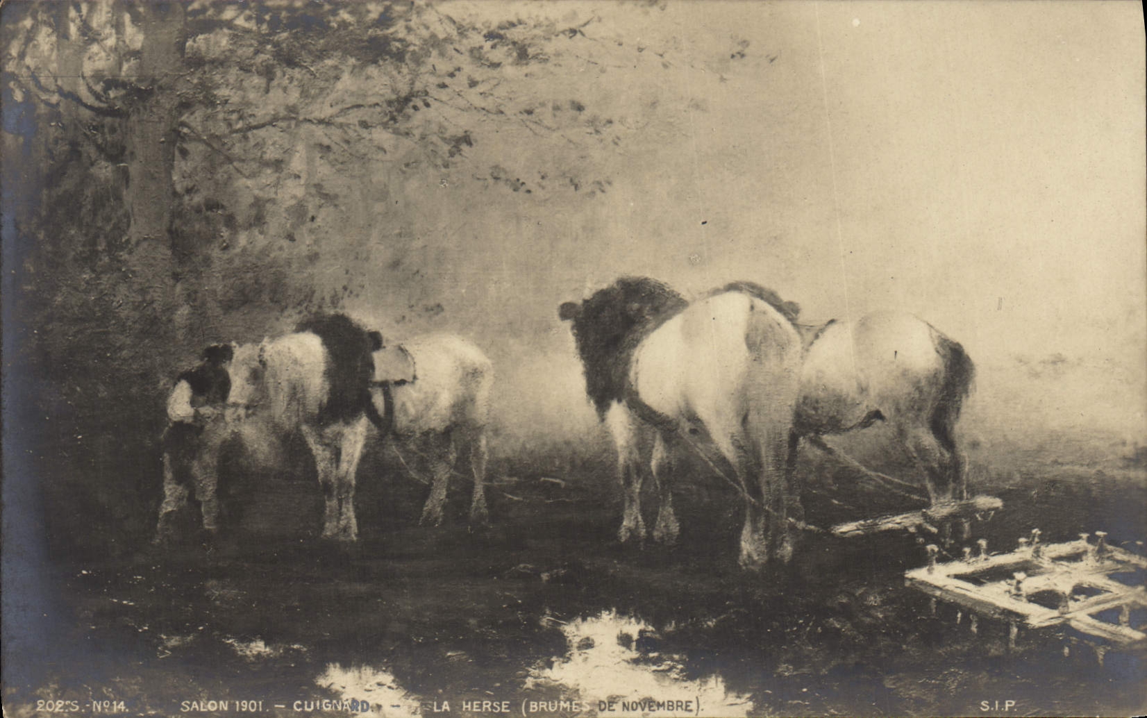 CPA Salon 1901 La herse Cheval Cuignard 