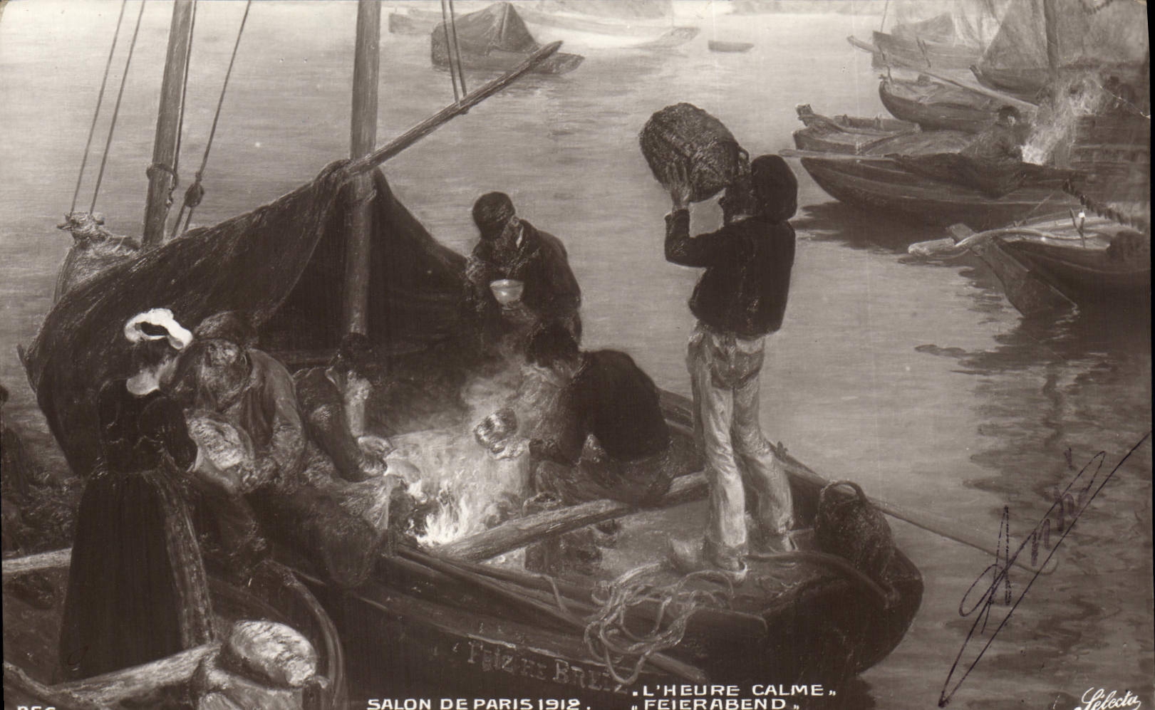 CPA Salon de Paris 1912 L'heure calme Bateau 