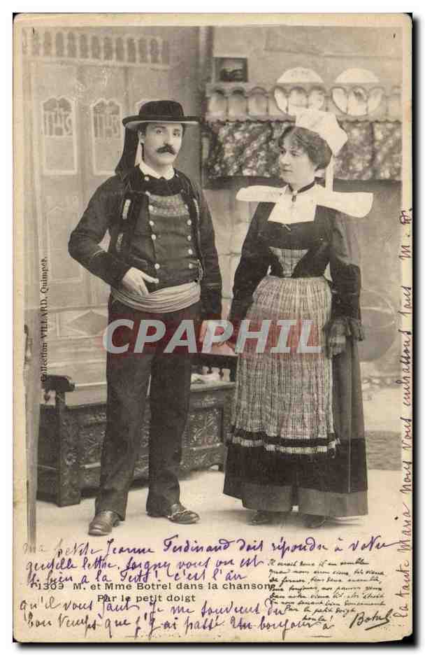 CPA Folklore Mr et Mme Botrel dans la chanson Par le Petit doigt 
