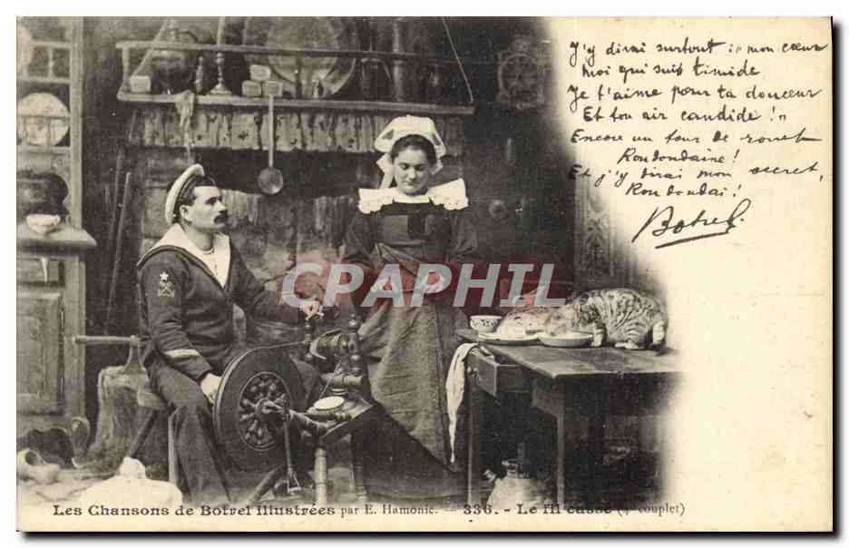 CPA Folklore Les chansons de Botrel illustrees Le fil Casse Marin 