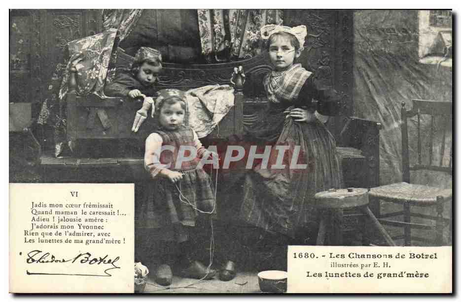 CPA Folklore Les chansons de Botrel illustrees Les lunettes de grand mere 