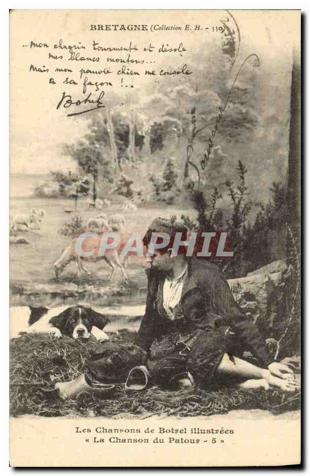 CPA Folklore Les chansons de Botrel illustrees La chanson du patour Chien 