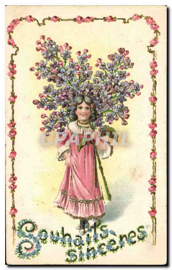CPA Fantaisie Fleurs Enfant 