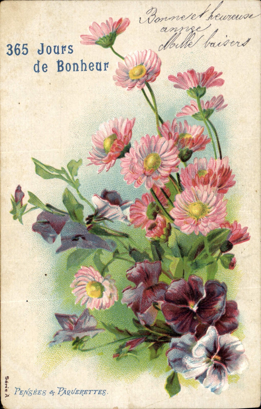 CPA Fantaisie Fleurs Pensees et paquerettes 