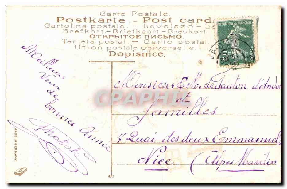 Jeune fille en tenue de marin — Bonne année — éditeur 'Made in Germany', n° 960 — Reverso
