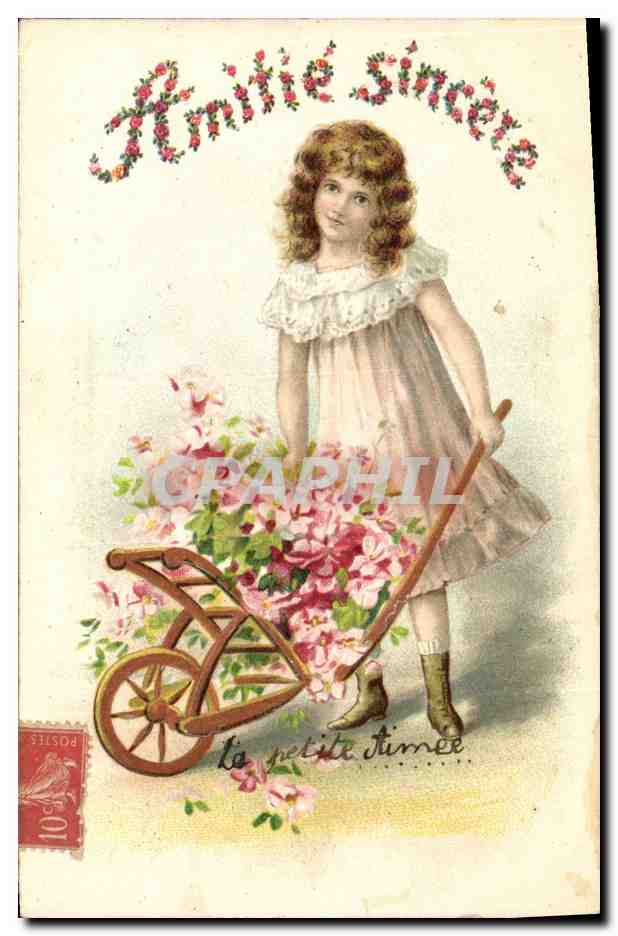 CPA Fantaisie Fleurs Enfant 