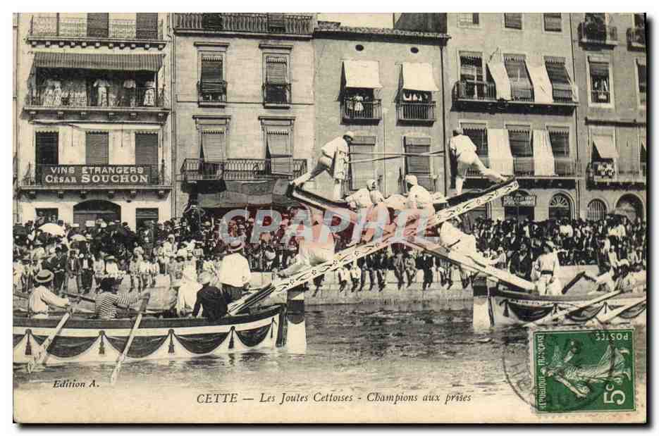 CPA Cette Joutes Cettoises Champions aux prises 