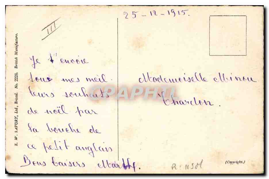 CPA Fantaisie Illustrateur Enfant Militaria Morris — Verso