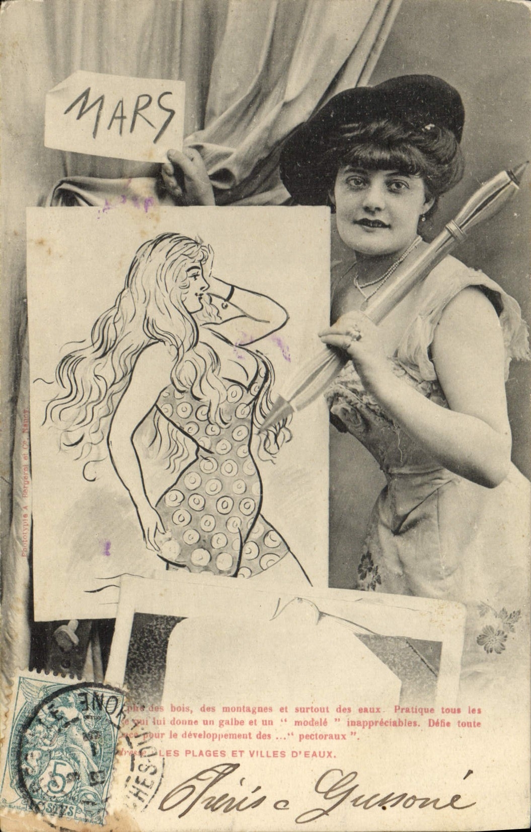 CPA Fantaisie Illustrateur Femme Mars
