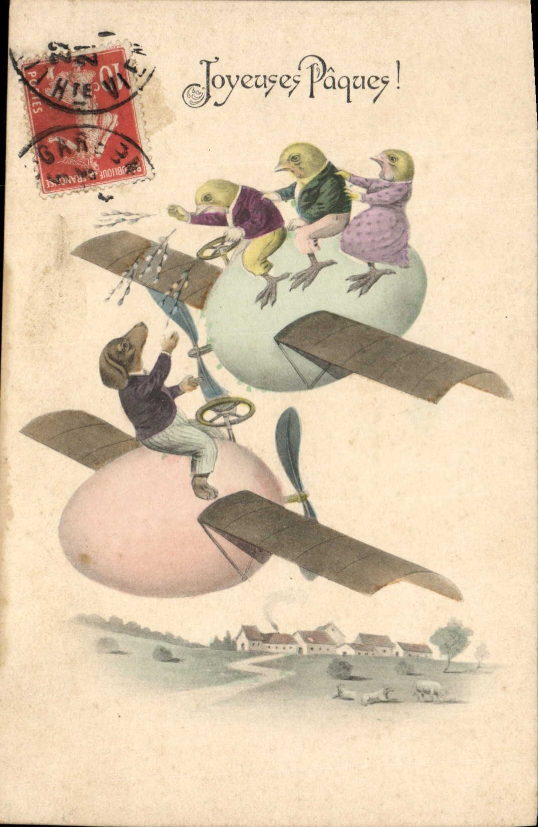 Oeufs volants avec oiseaux — Joyeuses Pâques ! — H. H. i. W. Nr. 1034
