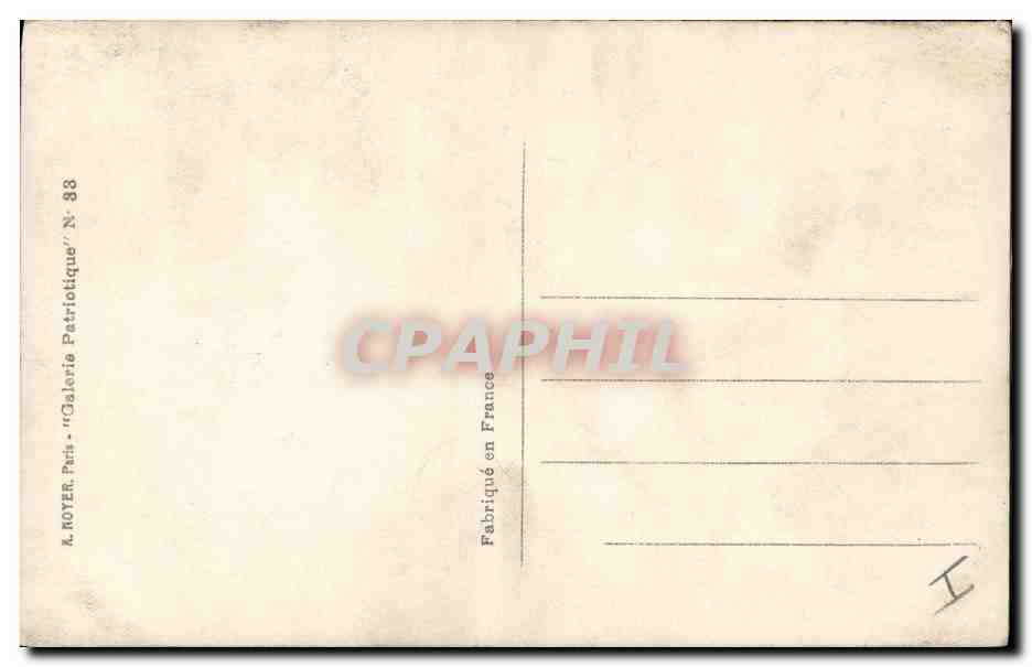 CPA Militaria Generalissime Joffre Commandant en chef de l'armee francaise — Verso