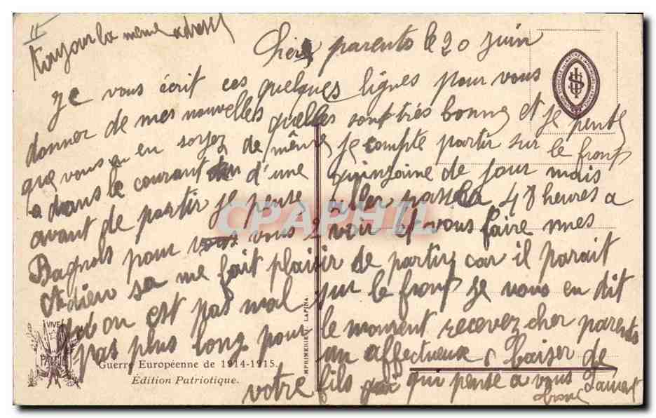 CPA Militaria Notre Joffre — Rückseite