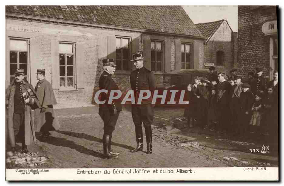 CPA Militaria Entretien du General Joffre et du roi Albert