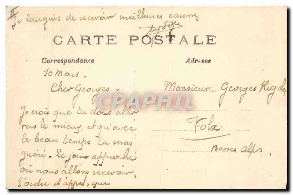CPA Militaria Joffre — Verso
