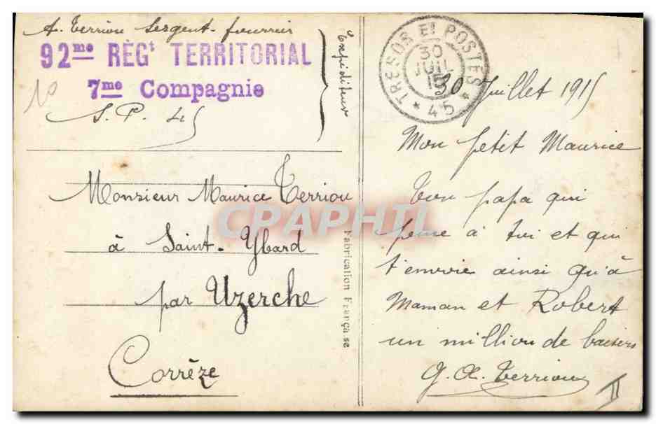CPA Militaria Le general Joffre — Verso