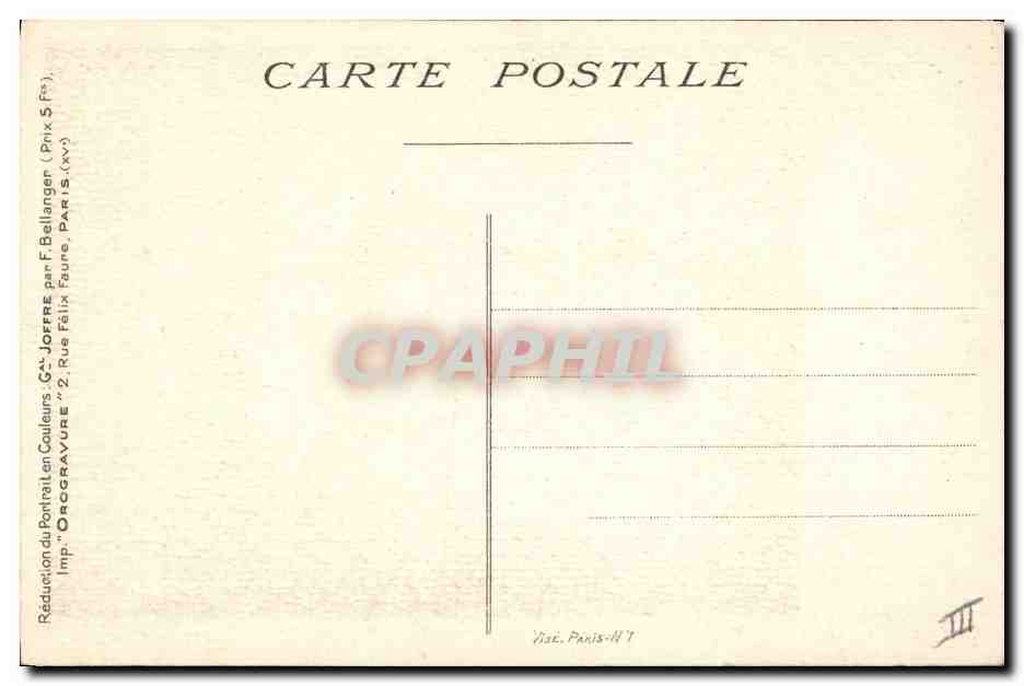 CPA Militaria General Joffre — Verso
