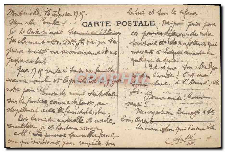 CPA Militaria Le jeune Emile Despres  — Verso