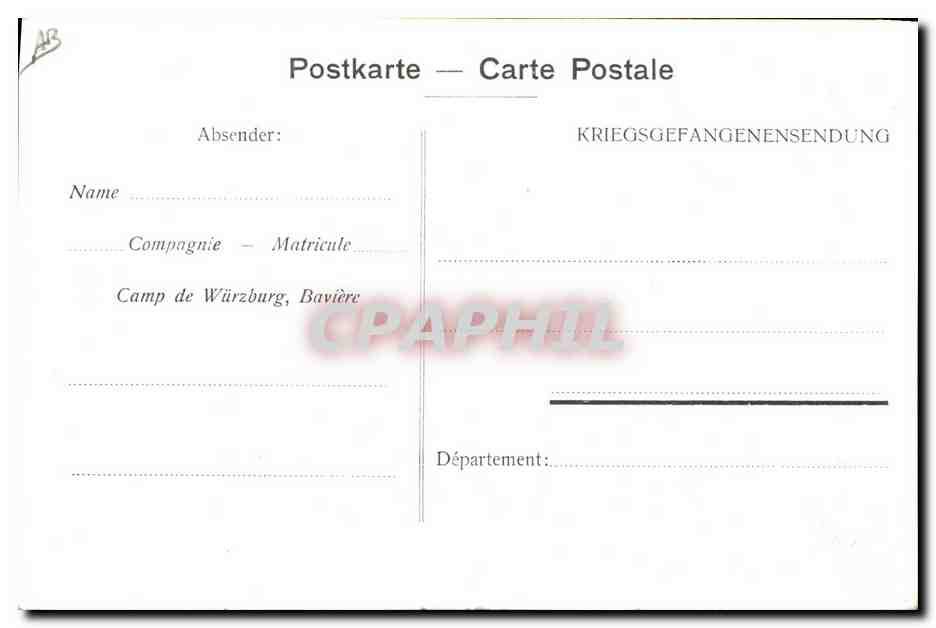 CPA Militaria Galgenberegeois  — Verso