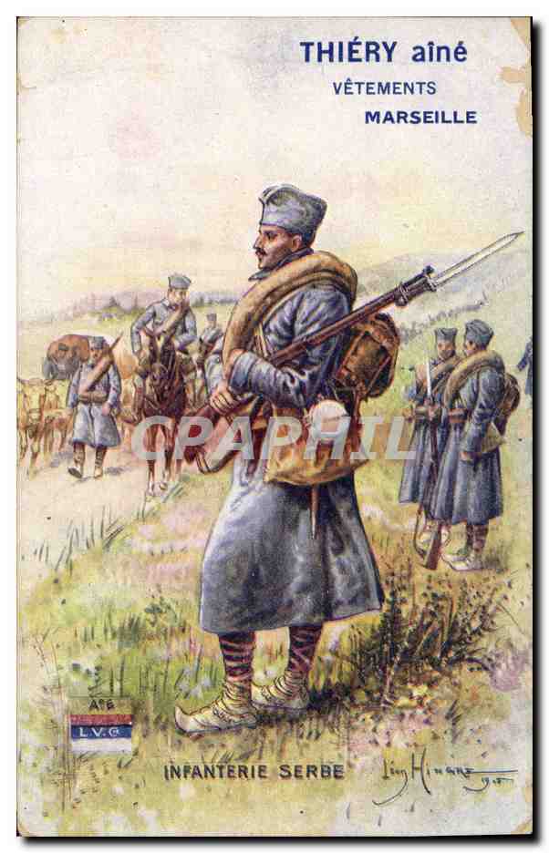 CPA Militaria Infanterie Serbe Serbie Thiery Aine Marseille