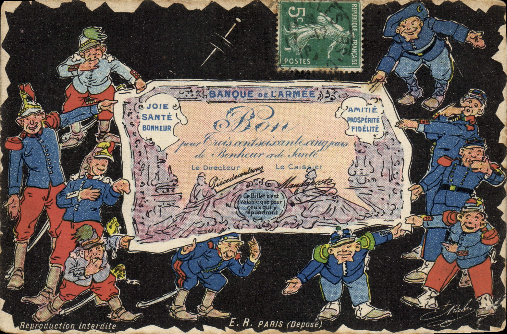 CPA Militaria la banque de l'armee Billet Monnaie 