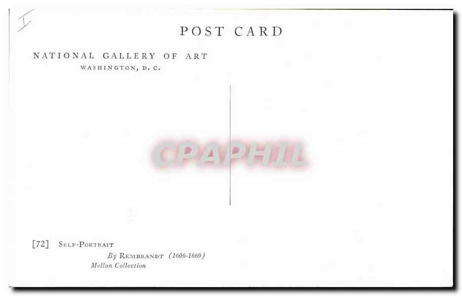 CPA Rembrandt National Gallery Washington  — Verso