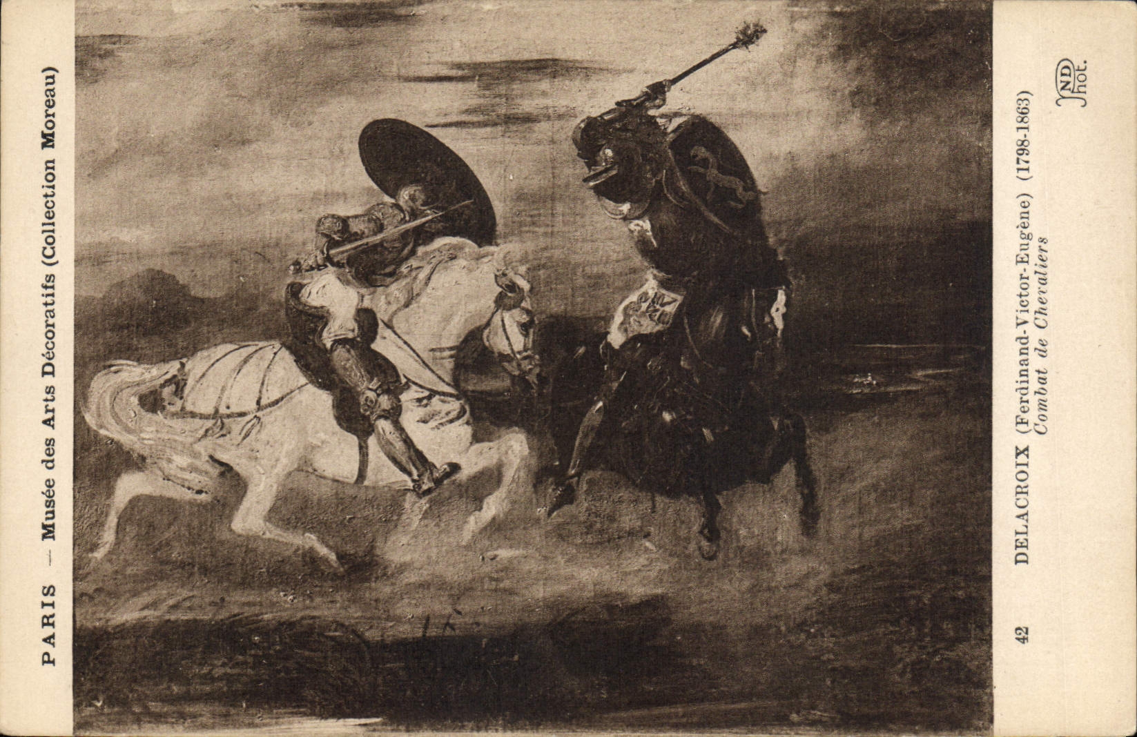 CPA Paris Musee des Arts Decoratifs Moreau Delacroix Combat des chevaliers