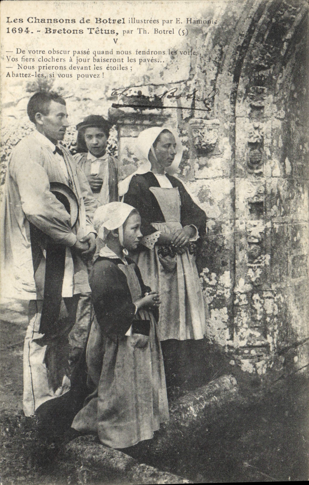 CPA Folklore Les chansons de Botrel Bretons tetus 