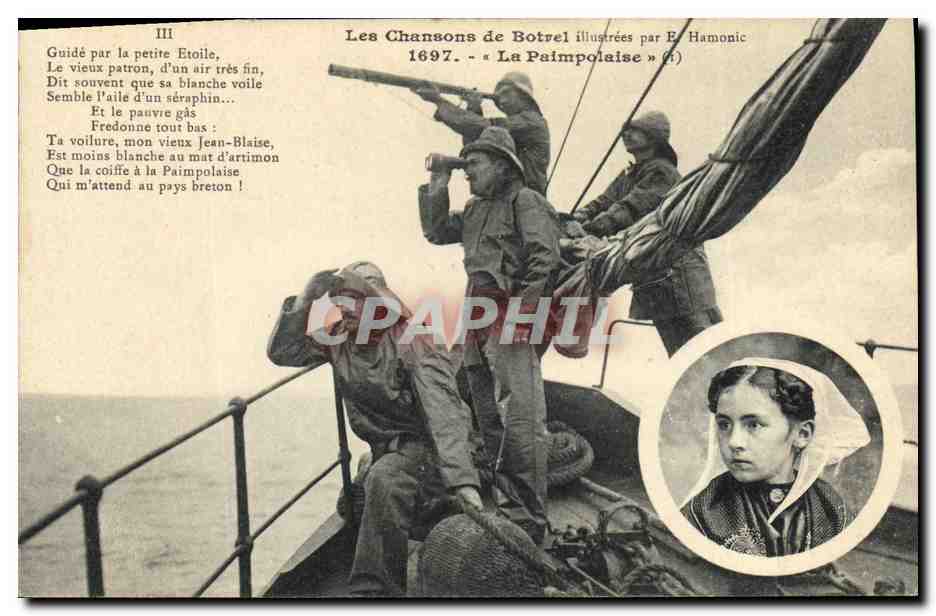 CPA Folklore Les chansons de Botrel La Paimpolaise Bateau 