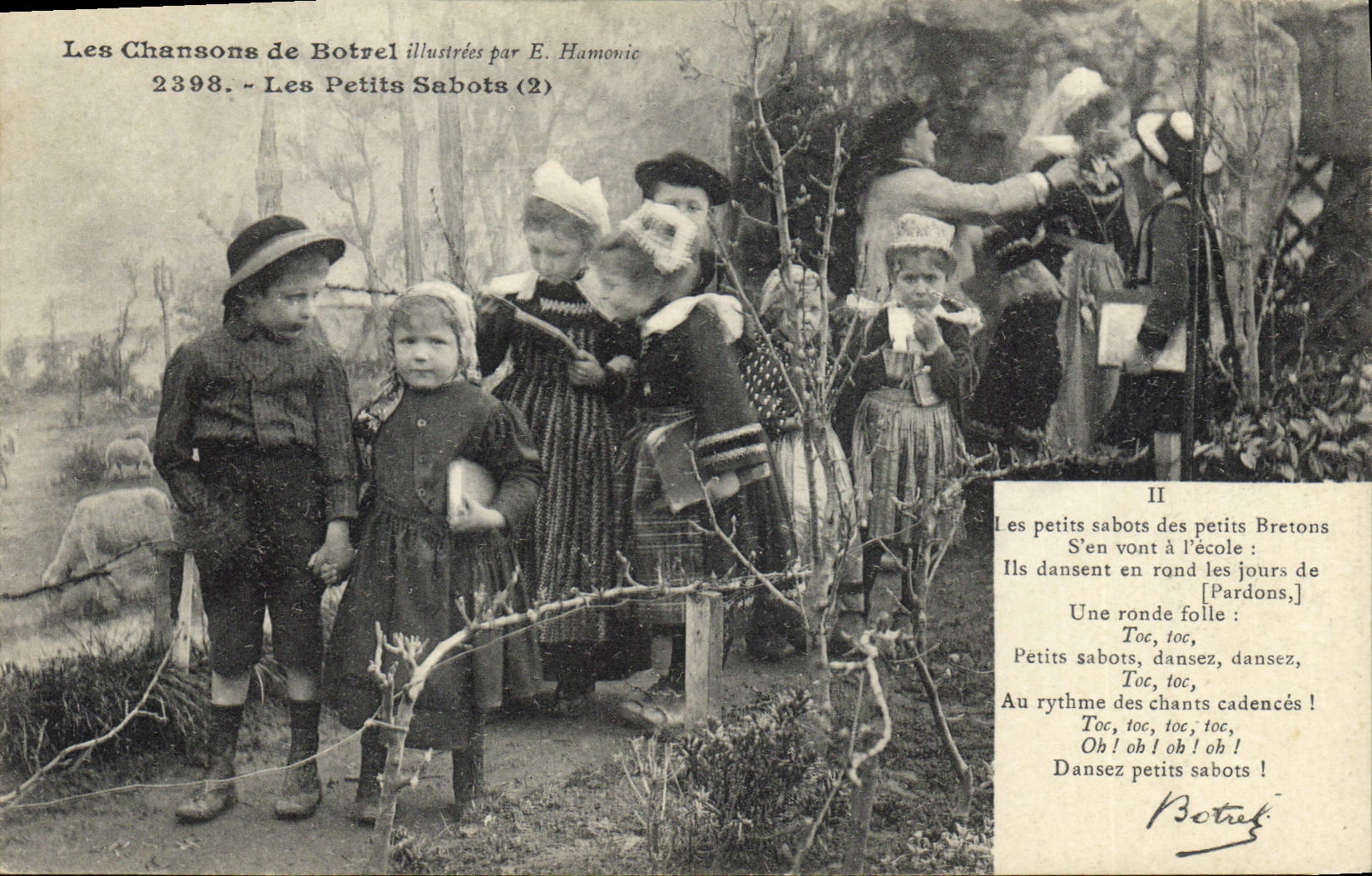CPA Folklore Les chansons de Botrel Les petits sabots Enfants 