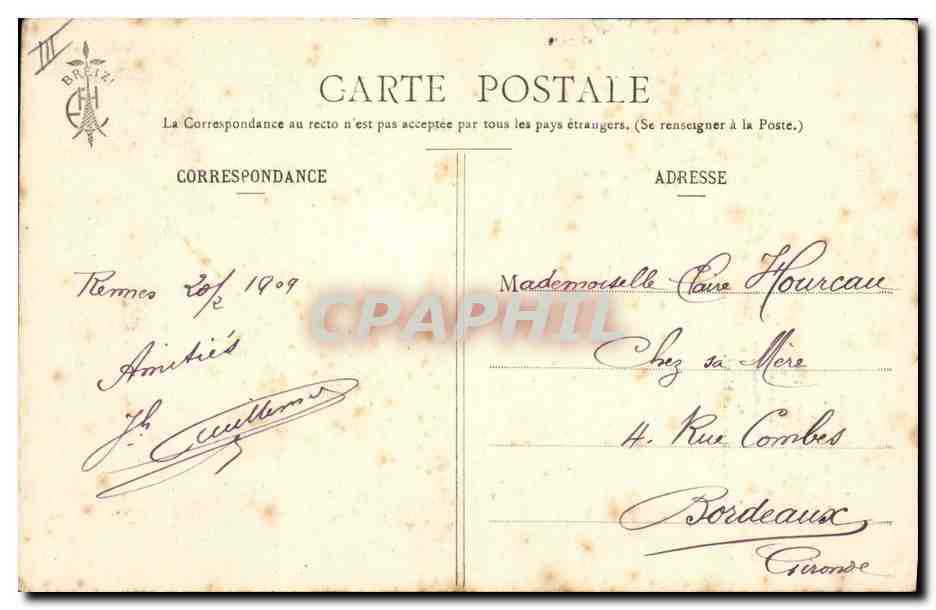 CPA Folklore Les chansons de Botrel Lilas Blanc Femme  — Verso