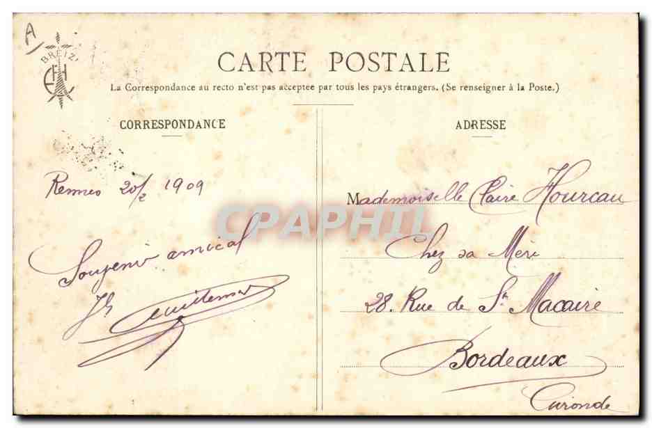 CPA Folklore Les chansons de Botrel Lilas Blanc Enfants Cerceau  — Verso