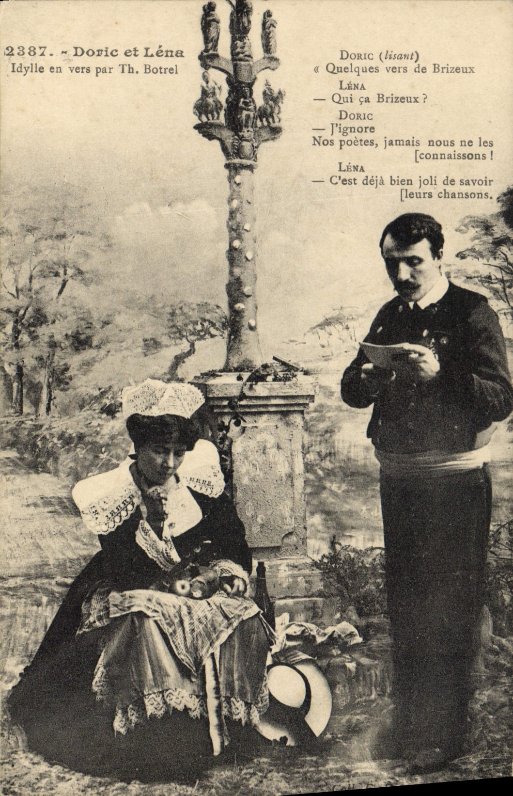 CPA Folklore Doric et Lena Idylle en vers par Th Botrel 