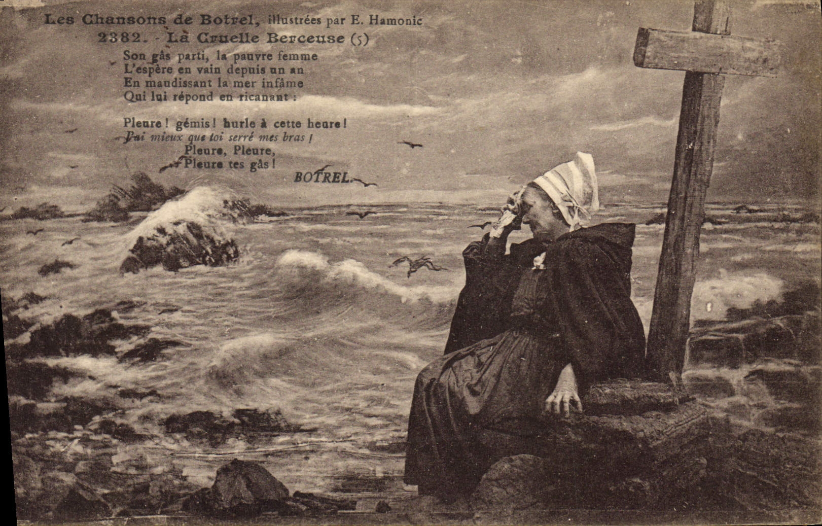 CPA Folklore Les chansons de Botrel La cruelle berceuse 
