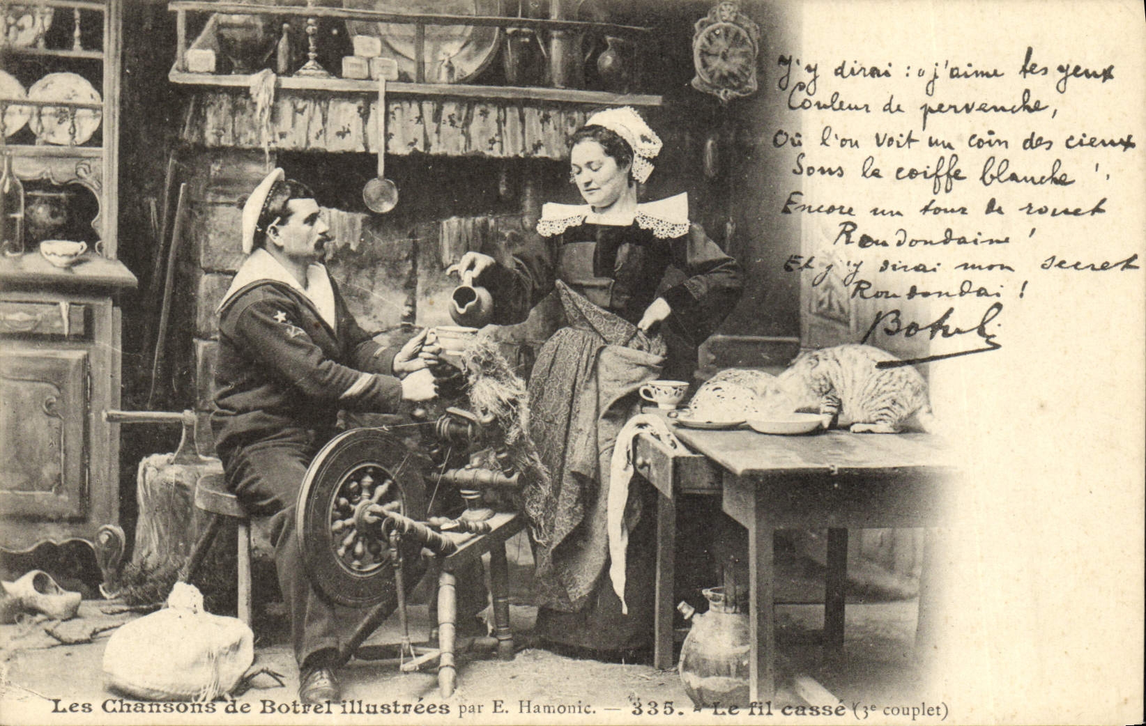 CPA Folklore Les chansons de Botrel Le fil casse marin 